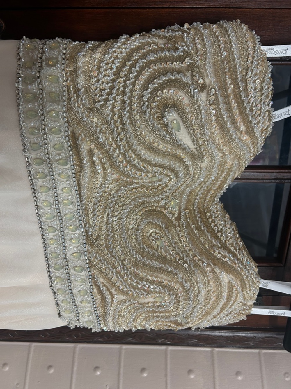 Tony Bowls Ivory Beaded Strapless Evening/Prom Gown - Picture 4 of 12
